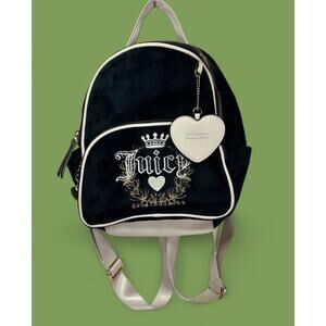 Juicy Couture Small Velvet Backpack Women's Heritage Liquorice Black - Bag Charm